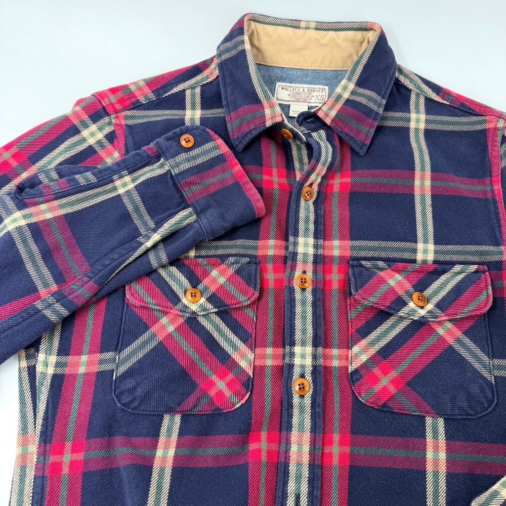 Wallace & Barnes Plaid Flannel Shirt XS Heavyweight Cabincore Workwear Tartan